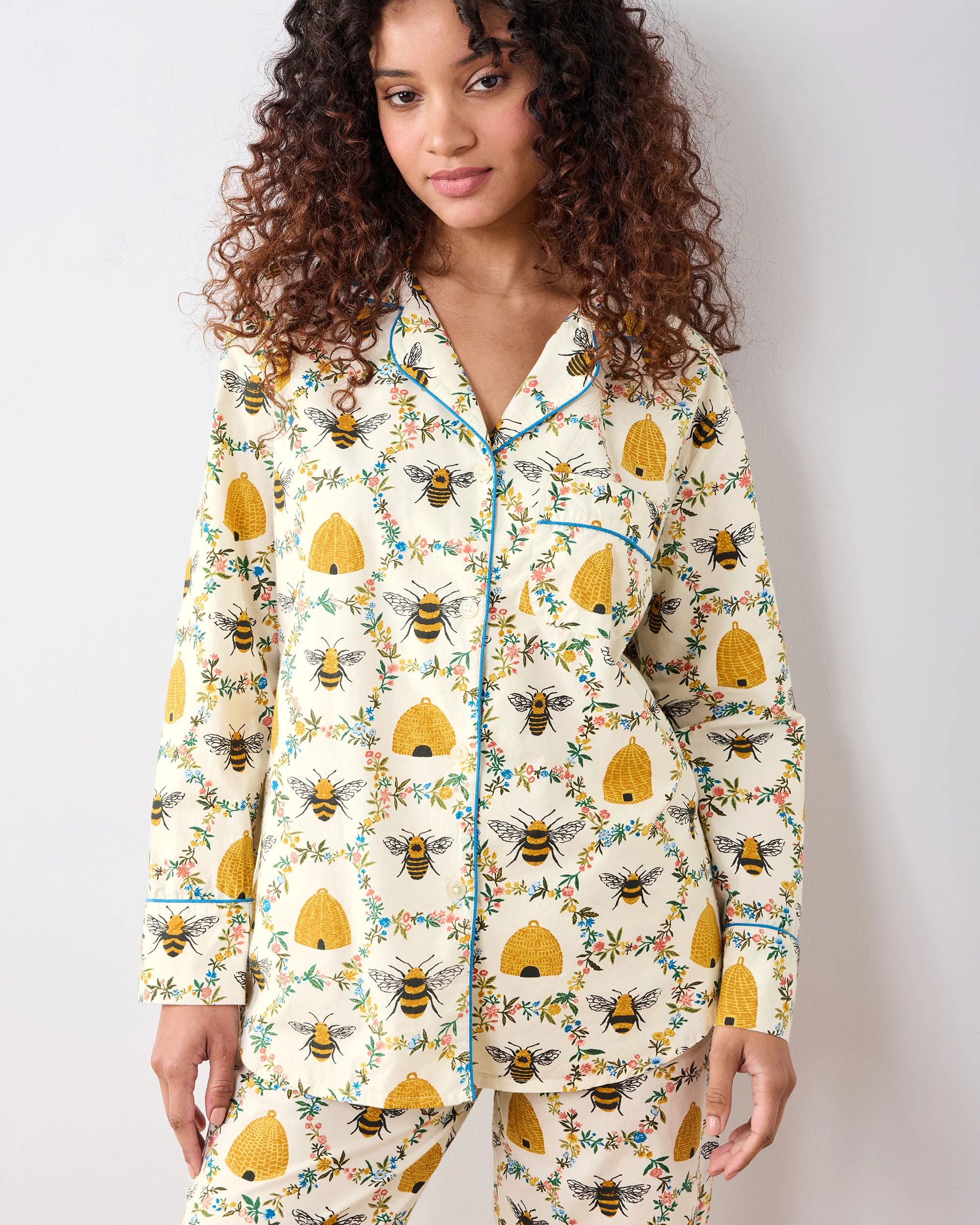 Sweet Bee - Long PJ Set - Cream - Image 5