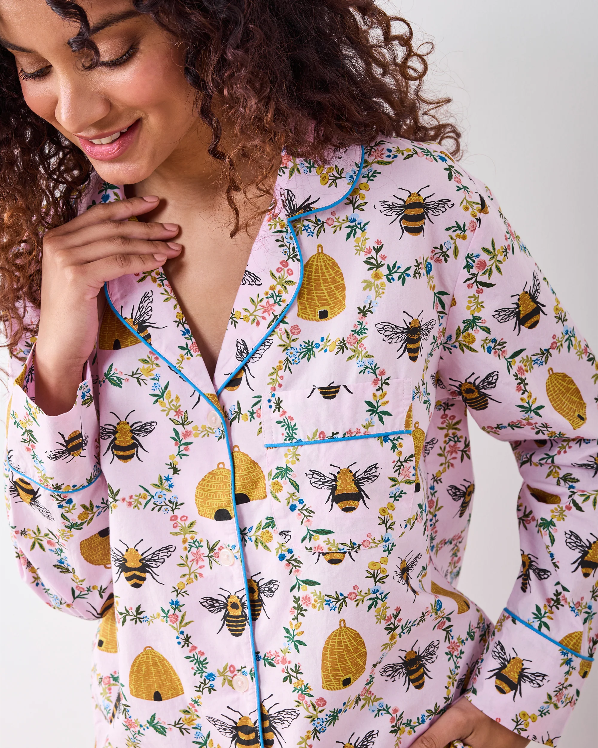 Sweet Bee - Petite Long PJ Set - Pink Petal - Image 4