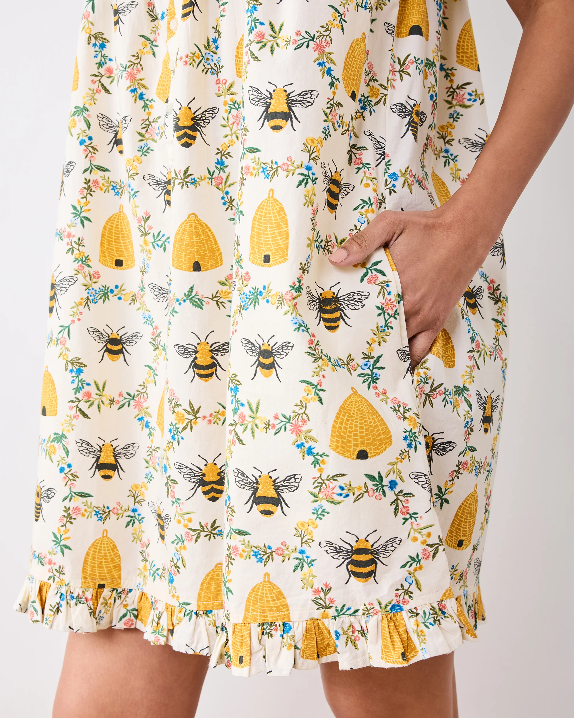 Sweet Bee - Pintuck Nightgown - Cream - Image 3