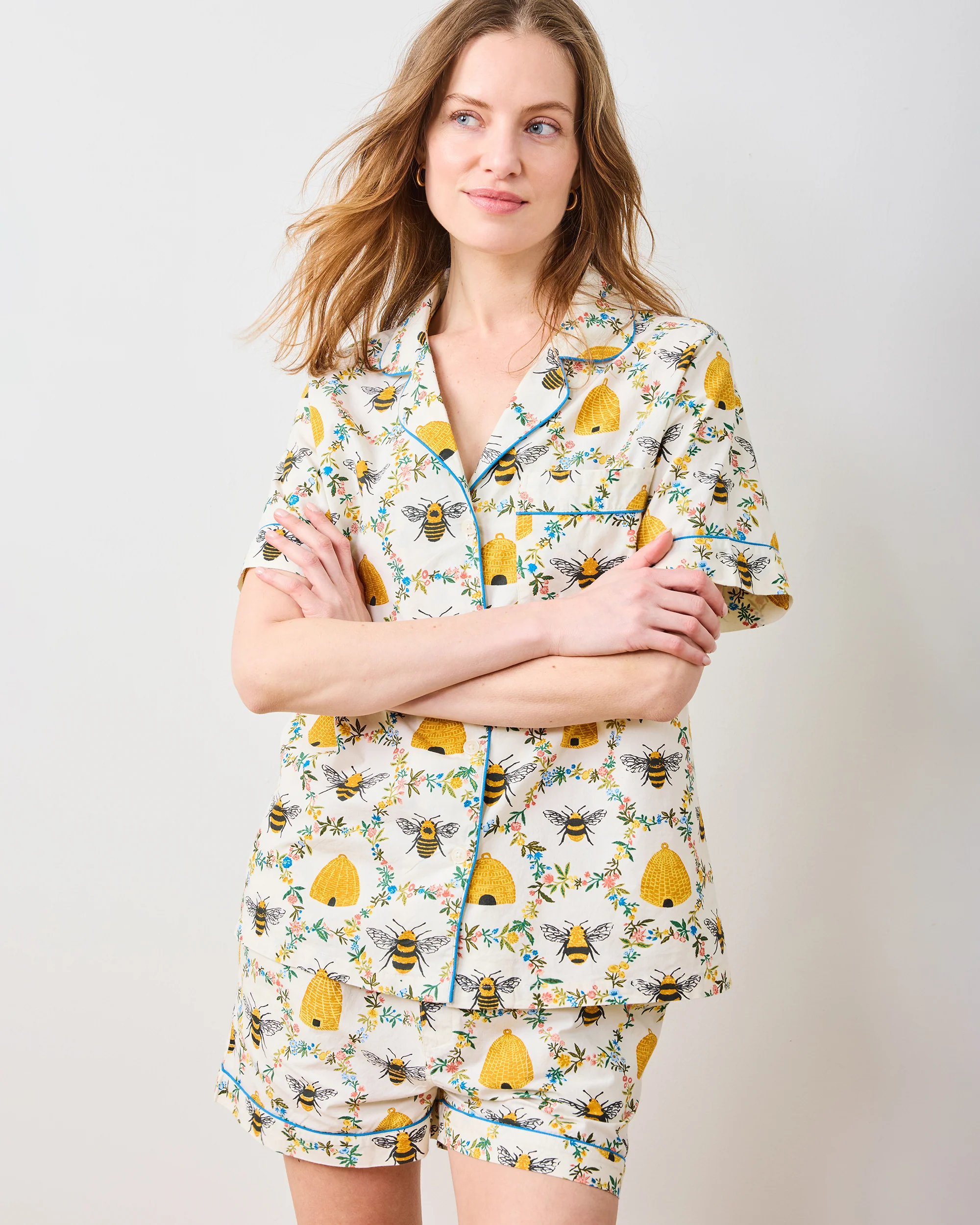 Sweet Bee - Petite Short PJ Set - Cream - Image 5