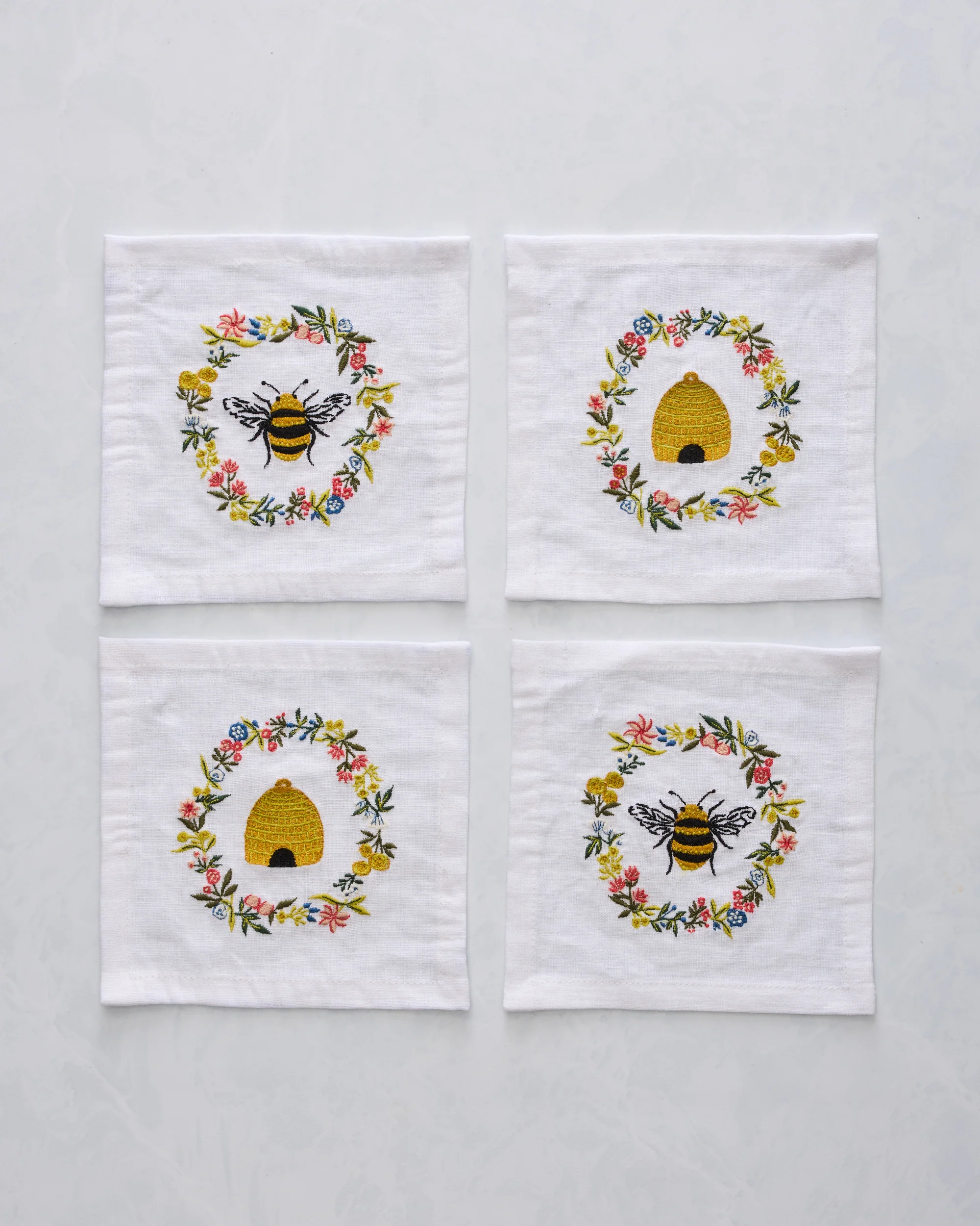 Sweet Bee - Cocktail Napkins Set Of 4 - Soft Blue - Image 3