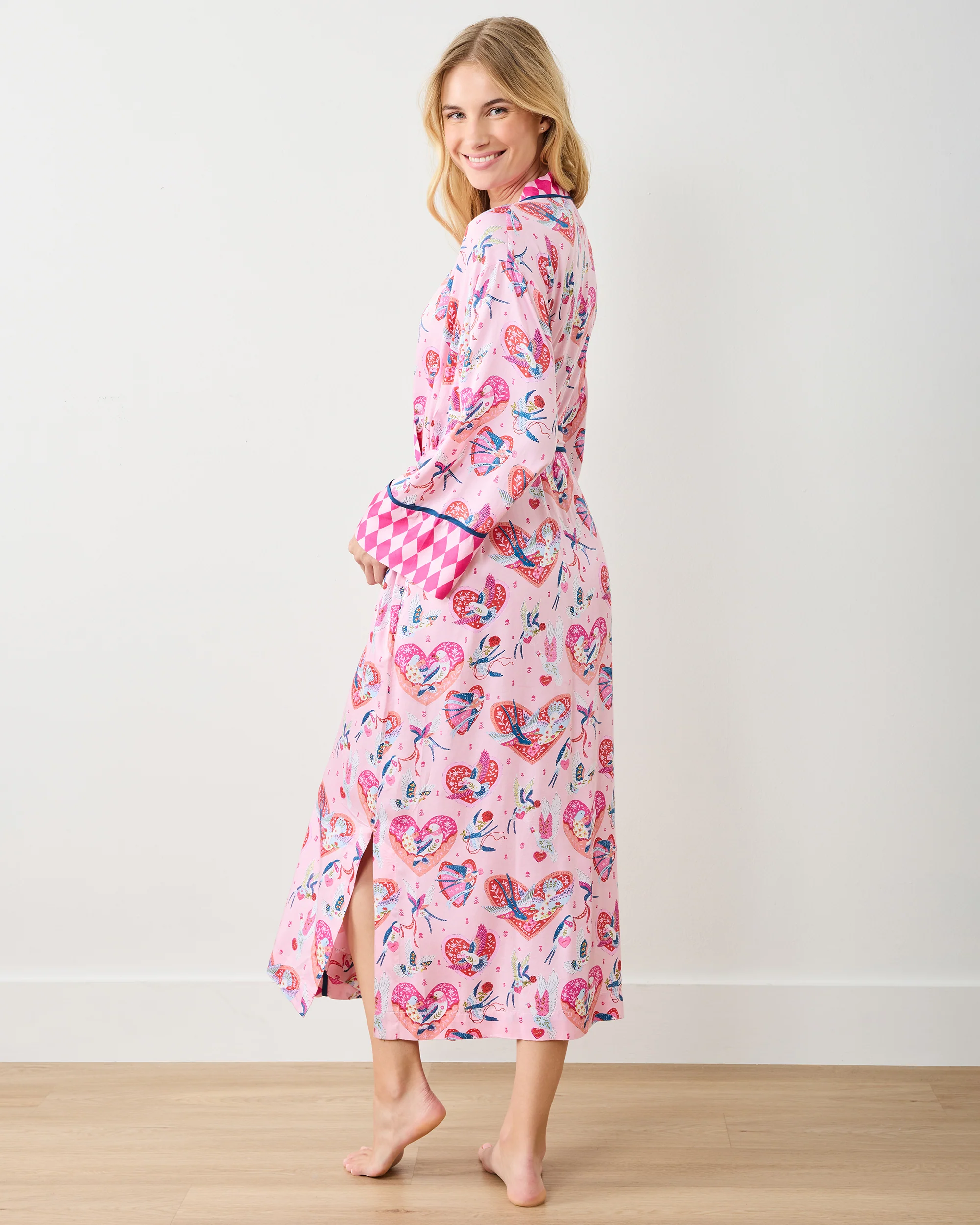 Swooning Sparrows - Eco Satin Robe - Pink Petal - Image 5