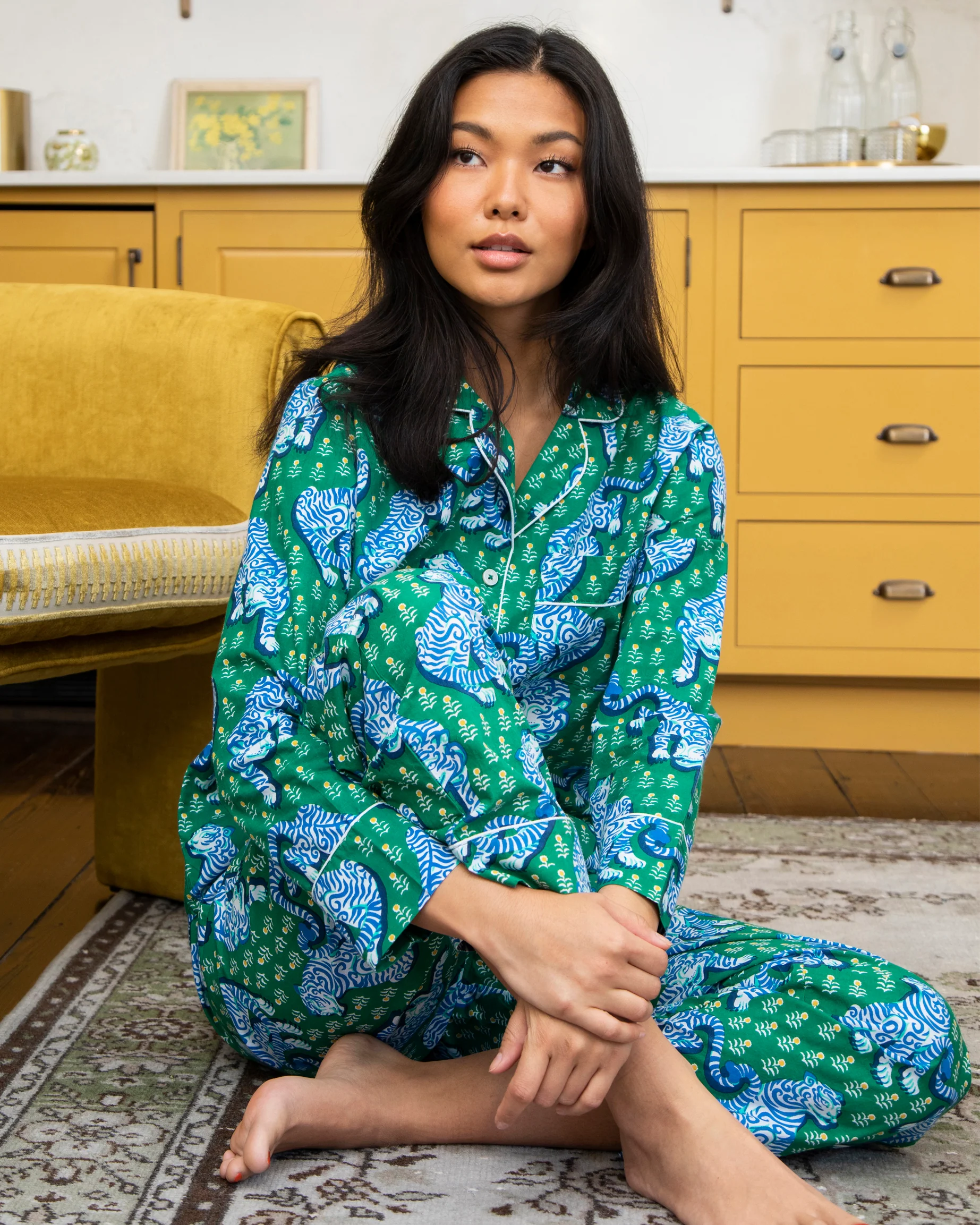 Tiger Queen - Tall Long PJ Set - Jade - Image 3