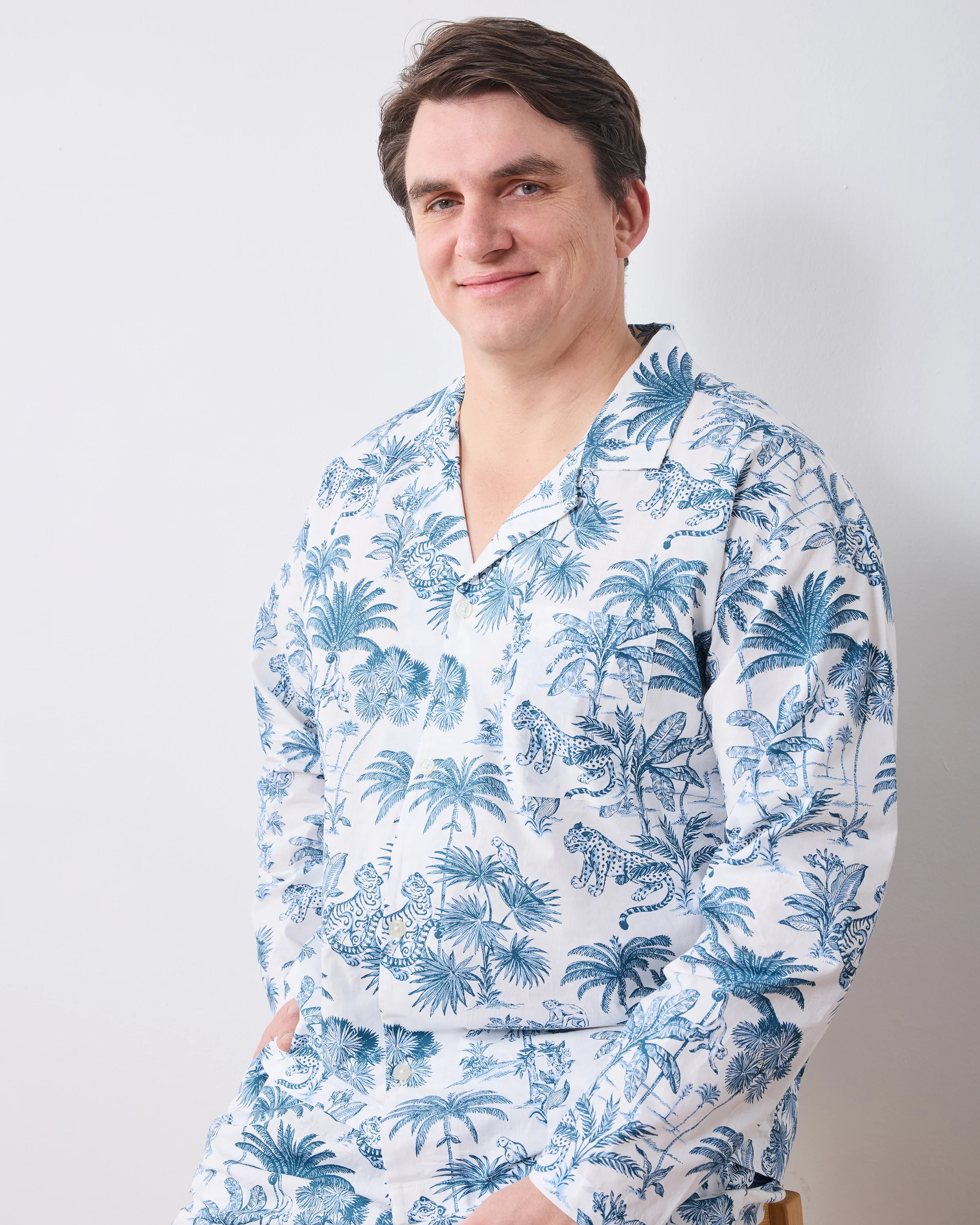 Tropical Toile - Men's Long Set - Cloud - Image 2