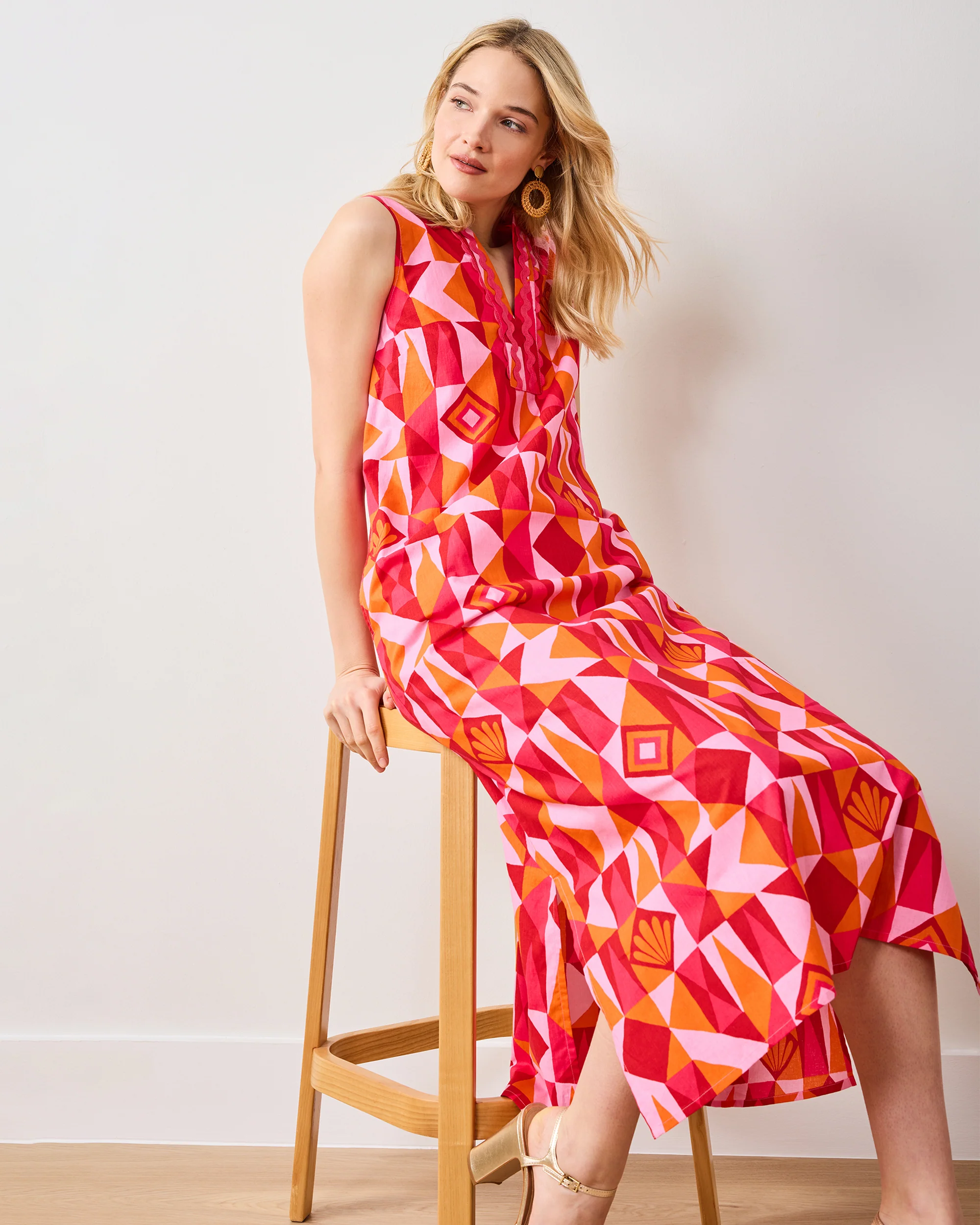 Underwater Mosaic - Ocean View Long Tunic Dress - Pink Crush - Image 5