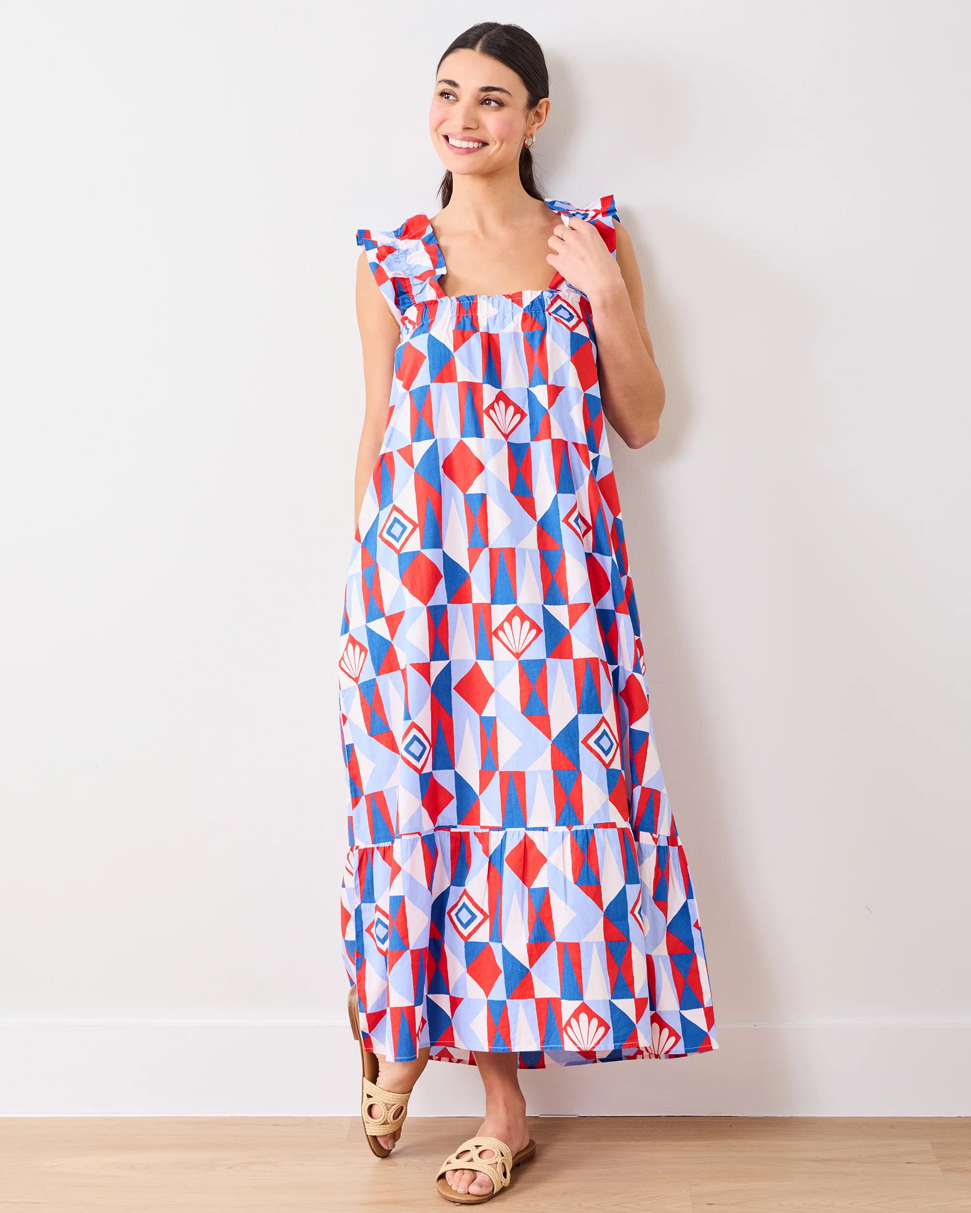Underwater Mosaic - Serenity Dress - Retro Red - Image 3