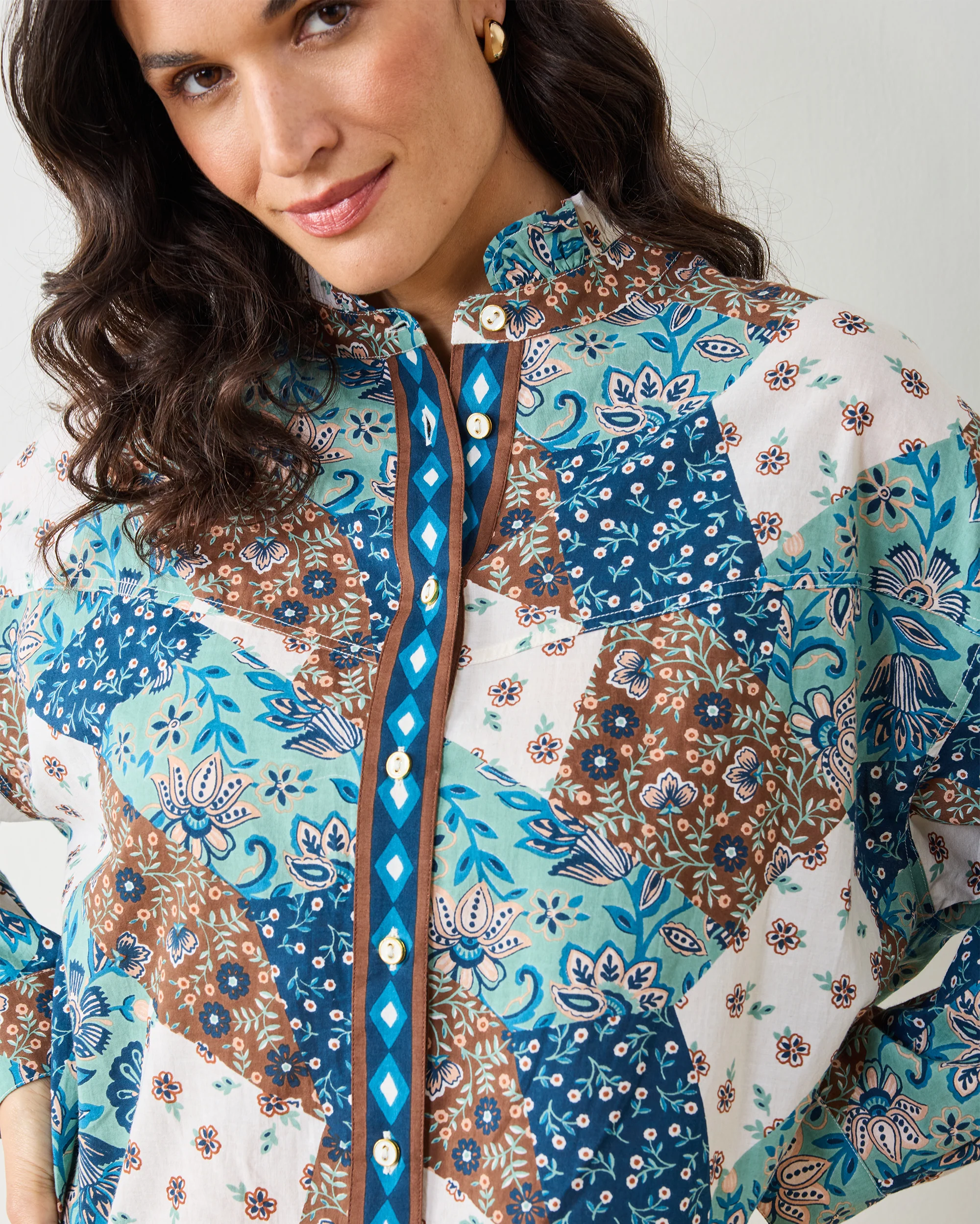 Vintage Patchwork - Mabel Blouse - Mocha - Image 4