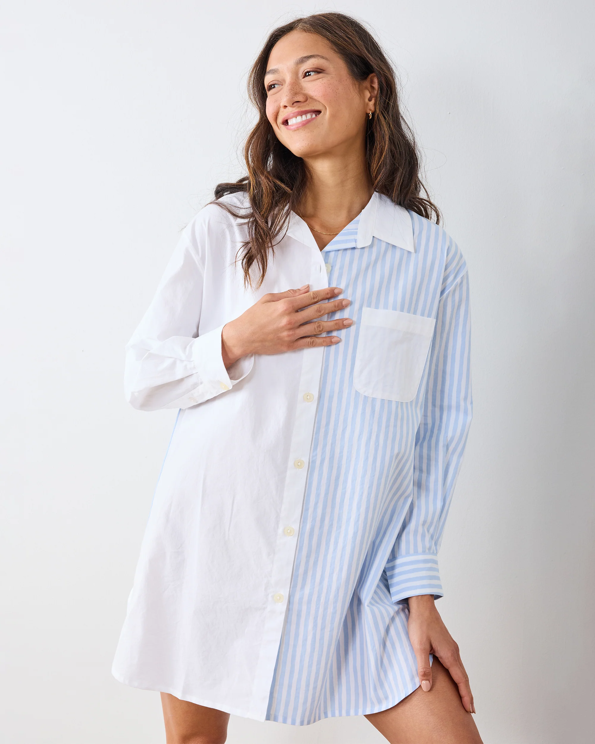 Weekend Stripes - Everyday Button Down - Blue Skies