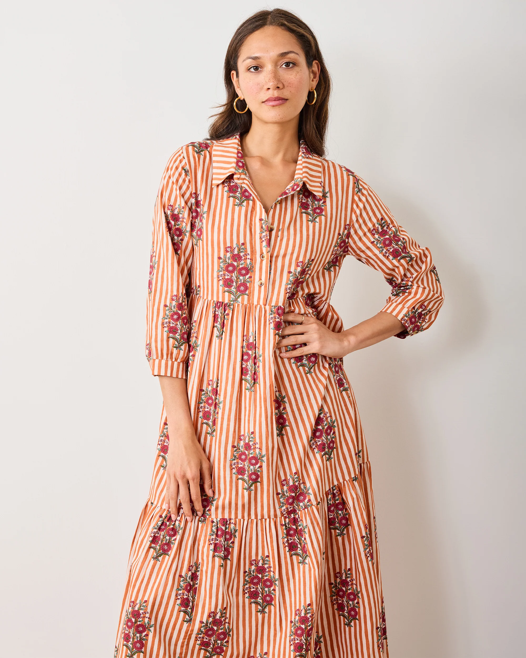 Wildflower Stripes - Juniper Dress - Ivory Wine - Image 5