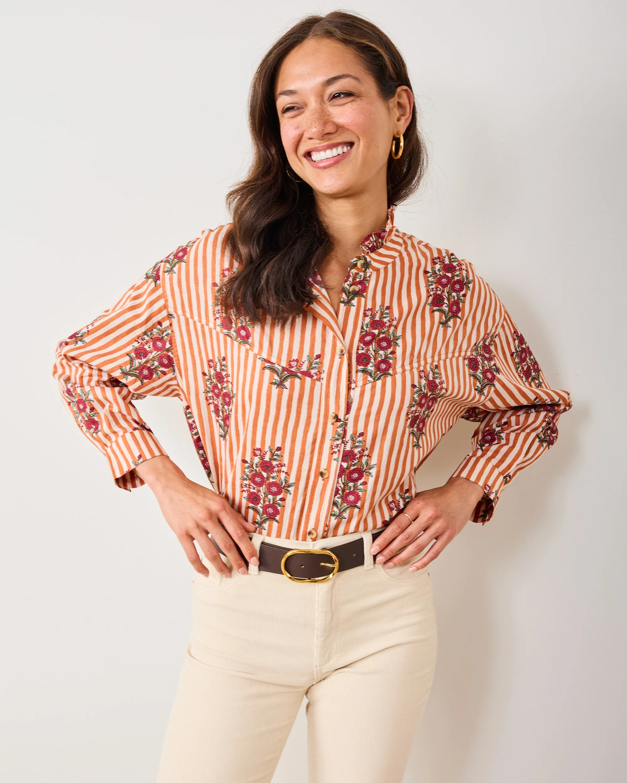 Wildflower Stripes - Mabel Blouse - Ivory Wine - Image 3